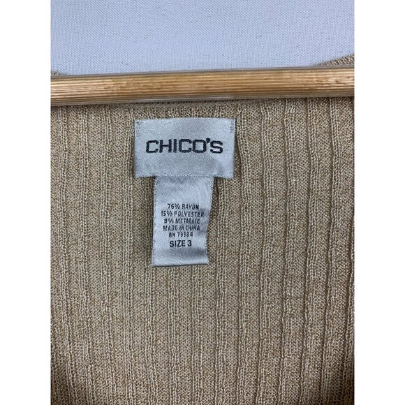 Chicos Womens Size 3 Ribbed Knit Sleeveless Top Beige - Picture 3 of 3